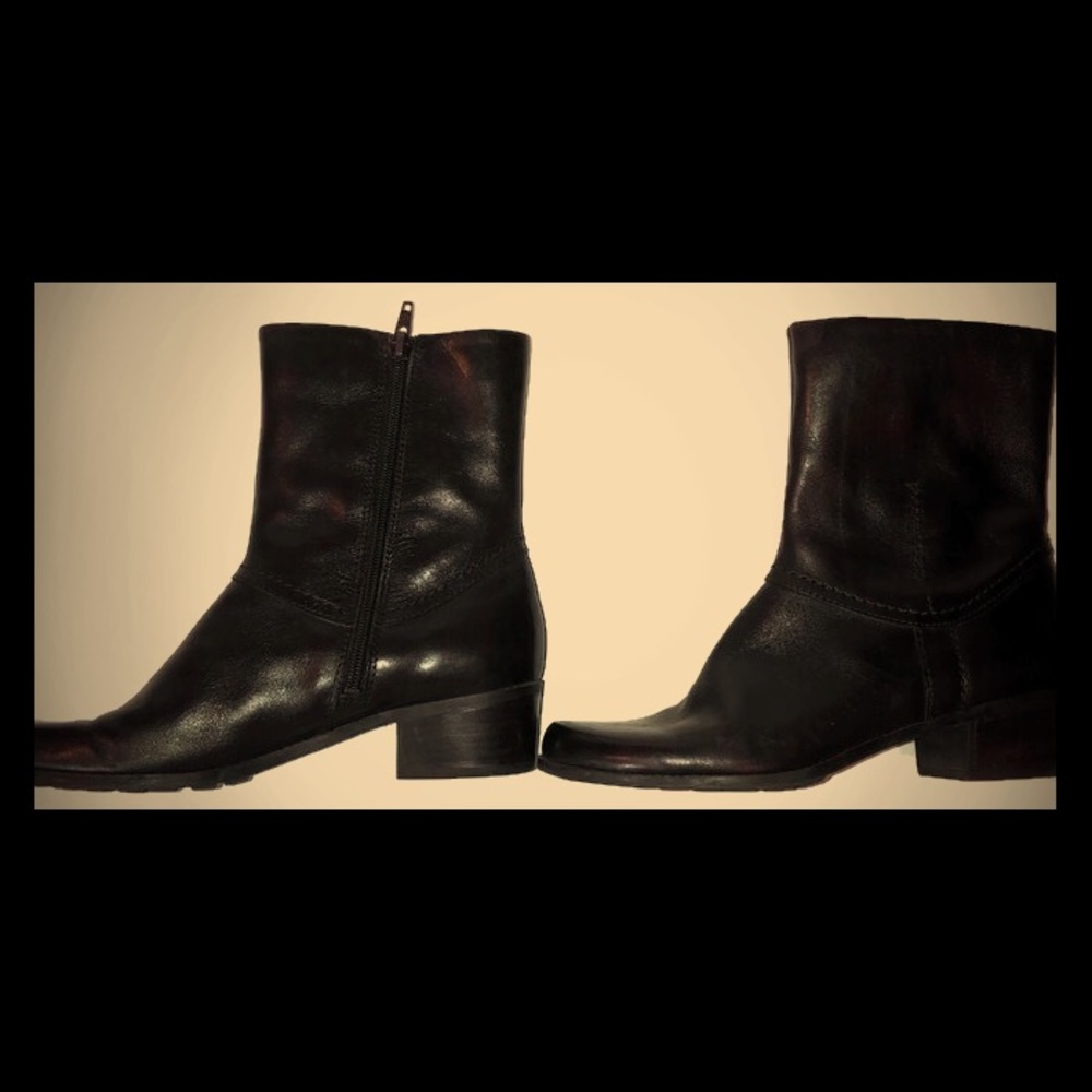 Dark Brown Leather Bandalino Ankle Boots, Sz 7